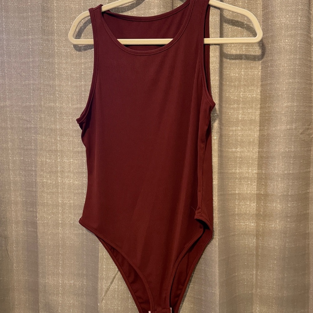 XL Wine Red Sleeveless Bodysuit